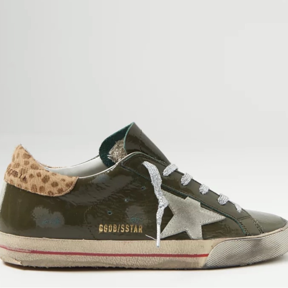 Green Sneakers with Silver Star and Leopard Print